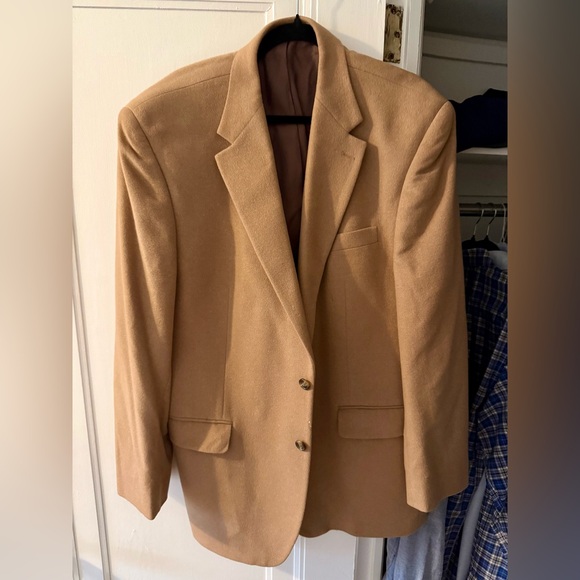 Lauren Ralph Lauren Men Tan Camel Silk Cashmere Wool Blend Sport Coat 46L